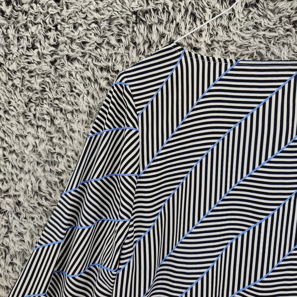 Talbots Women Preppy Nautical Stripe Blouse Size X US XL Black White Blue Career - Picture 12 of 16